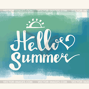 Watercolor watermelons and lettering hello summer - vector image