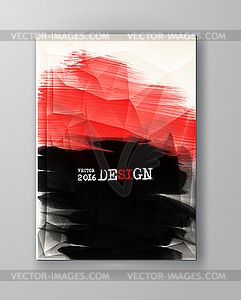 Brochure with Red and Black Paint Backgrounds - vector image