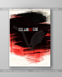 Brochure with Red and Black Paint Backgrounds - stock vector clipart