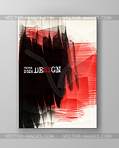 Brochure with Red and Black Paint Backgrounds - vector image
