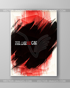 Brochure with Red and Black Paint Backgrounds - vector image