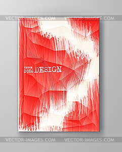 Grunge red paint brush strokes brochure - vector image