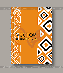 Geometric ethnic abstract orange flyers - vector image
