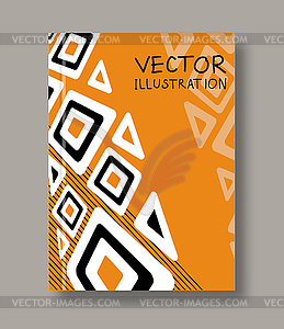 Geometric ethnic abstract orange flyers - royalty-free vector image