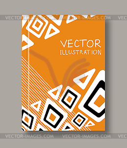 Geometric ethnic abstract orange flyers - vector clipart