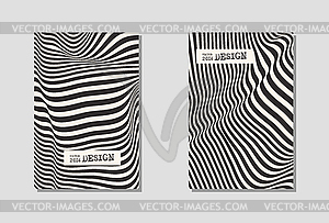 Design monochrome waving lines illusion background - vector clipart
