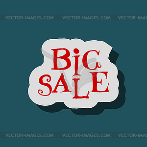 Big Sale flat label on green background - vector image