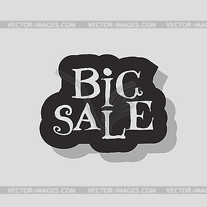 Big Sale flat label on green background - vector clipart