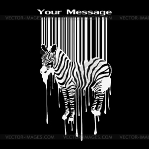 Abstract zebra silhouette with smudges barcode - vector image
