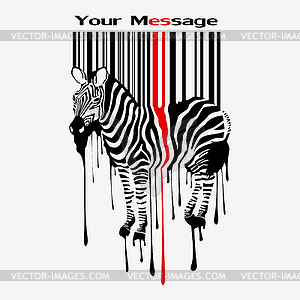 Abstract zebra silhouette with barcode - vector clipart