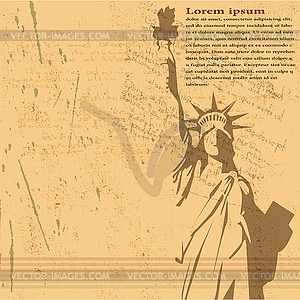 Retro Statue of Liberty background - royalty-free vector clipart