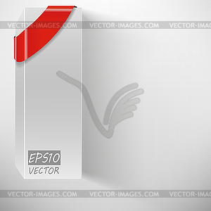 Abstract white box with red ribbon - vector image