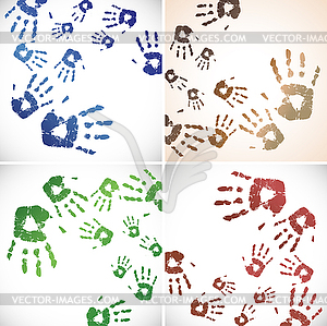 The handprint color background set - vector EPS clipart