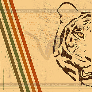 Vintage paper background with tiger burnt paper - stock vector clipart