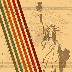 The retro Statue of Liberty background - vector clipart