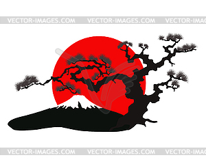 Японский силуэт пейзаж - стоковый векторный клипарт
