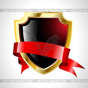 The abstract shield with tape - vector image