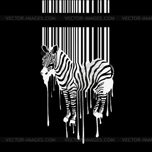 Zebra silhouette with smudges barcode - vector clip art