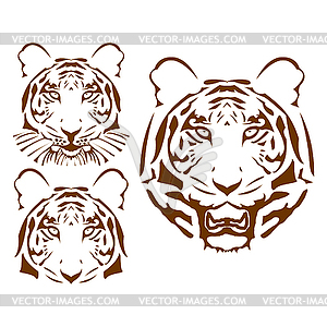 The abstract tiger head set - vector clipart / vector image