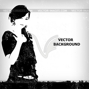 Abstract silhouette girl background - vector EPS clipart