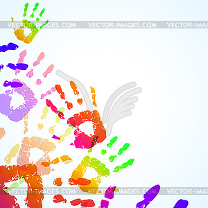 Colorful Hand Prints Background - vector image