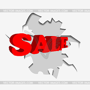 Abstract red sale discount advertisement . hole with - vector clipart