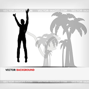 Abstract background jump men silhouette - vector clipart / vector image