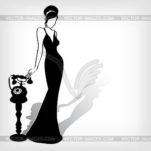 Retro woman silhouette - vector clipart