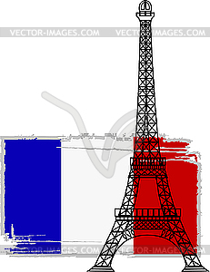 Eiffel tower and french flag - vector clipart