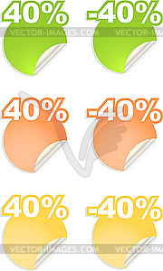 Set of stickers with 40 percent - vector clipart