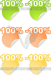 Stickers with 100 percent discount - vector clipart