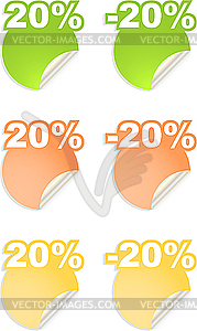 Stickers with 20 percent discount - vector clip art