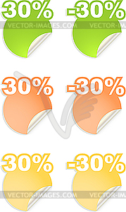 Stickers with 30 percent discount - vector clip art