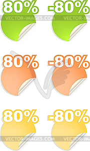 Stickers with 80 percent discount - vector clipart