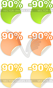 Stickers with 90 percent discount - vector image