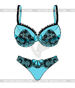 Blue underwear with black lace - vector clip art