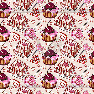 Sweet pattern with cakes - vector image