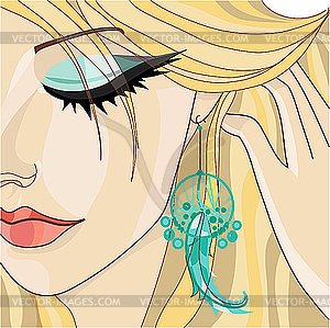 Girl with Earring - vector clip art