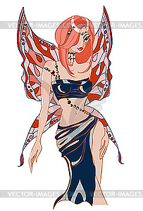 Fairy with pink wings - vector clip art