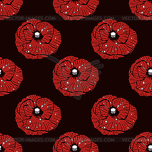 Simple poppy pattern - vector clipart