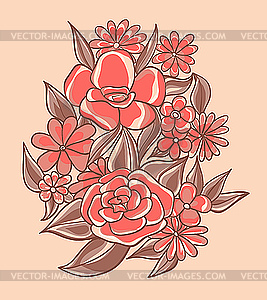 Pretty red flowers - vector image
