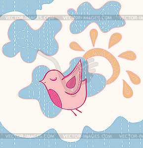 Little sweet flying bird - vector image