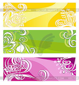 Bright banners with floral elements - vector clipart