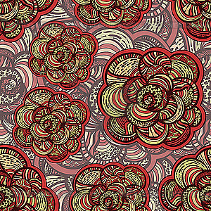 Бесшовные цветочный фон с абстрактными рисованной цветы - иллюстрация в векторе