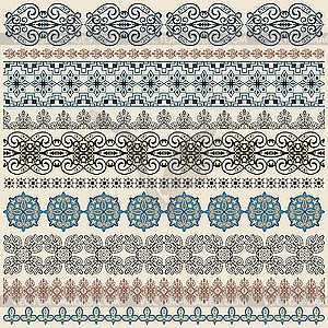 Ten seamless vintage border patterns - vector clipart