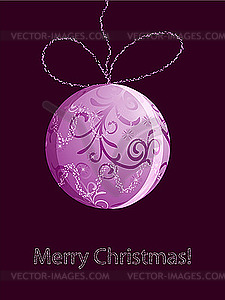 Christmas card with shiny pink ball - vector clip art