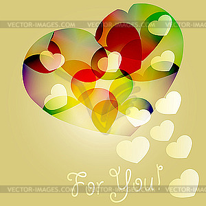 Valentines card with bright hearts - vector clipart