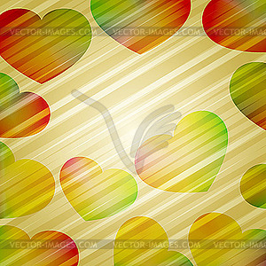 Background with bright hearts - vector clipart