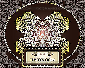 Invitation template on seamless pattern - vector clipart