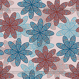 Seamless doodle flower background - vector clipart